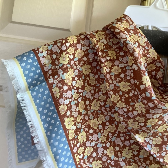 Treasure And Bond Print Square Silk Scarf Rust Gestural Floral OS - Picture 2 of 15